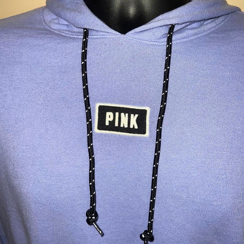 PINK Victoria's Secret Women's Cropped Hoodie | Periwinkle Blue-Purple Drawstrin - Picture 5 of 7